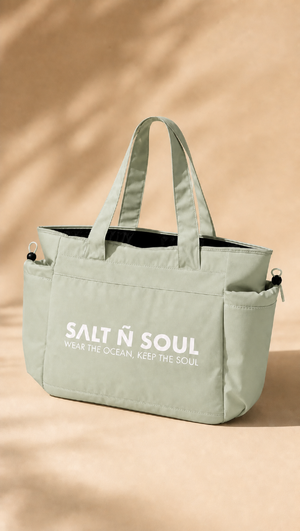 SALT Ñ SOUL TideCarry Strandtasche mit Laptopfach 21 liter Inhalt – Wear the Ocean, Keep the Soul